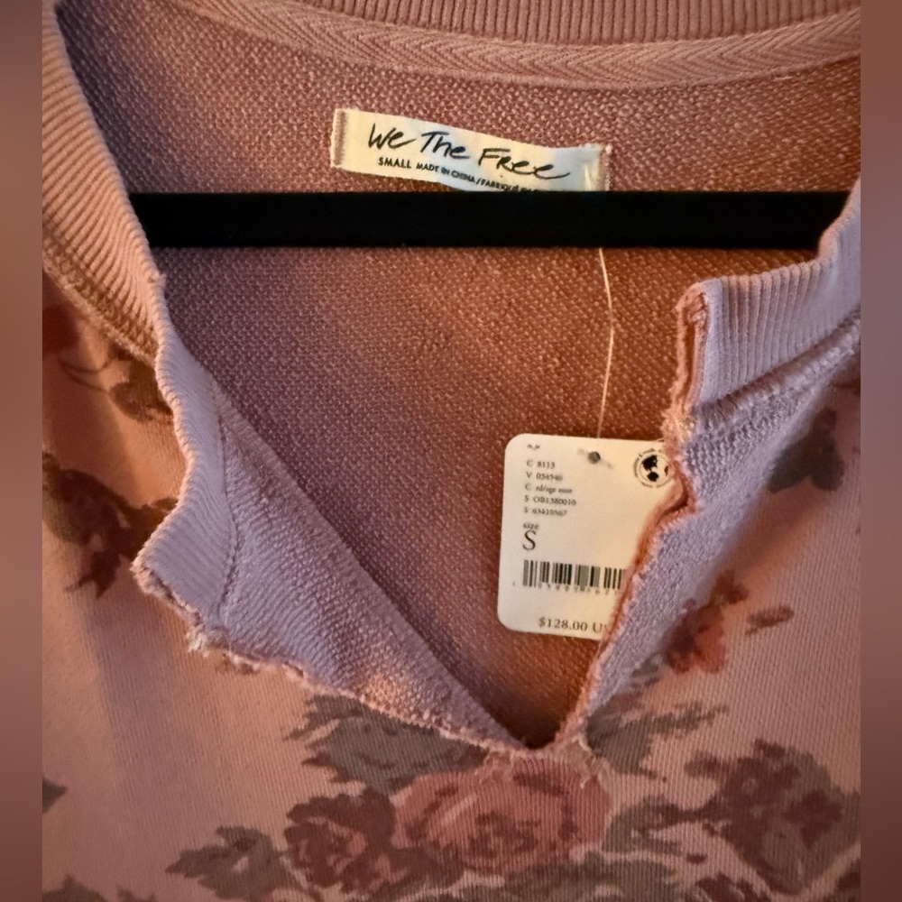 Free People We The Free With The Band Cabbage Rose Sweatshirt - Picture 3 of 6